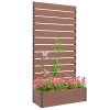 Outsunny Garden Planter with Trellis for Climbing Plants, Vines, Flowers, Freestanding Raised Bed for Garden, Outdoor, Patio, Planter Box with Drainage Gap, Light Brown