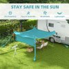 Outsunny Beach Tent, Sunshade Event Shelter with Detachable Sidewall, Reinforced Corners, Stability Poles and Carry Bag, for Camping, Trips, Fishing, Picnics, 3 x 3 m, Sky Blue