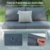 Outsunny 3 Piece Garden Furniture Set with 5-Level Adjustable Lounger, L Shaped Garden Corner Sofa with Cushions, Mesh Seat, Slatted Wood-Grain Table, Outdoor Furniture Set for Conservatory, Grey