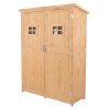 Outsunny Wooden Garden Shed with Two Windows, Tool Storage Cabinet, Outdoor Double Door Organizer 127.5L x 50W x 164H cm, Natural