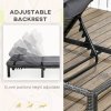 Outsunny Rattan Sun Lounger Set of 2, 5-Level Adjustable Garden Lounger Recliner with Cushion and Headrest, Outdoor Reclining Sunbed, Steel Frame Garden Chair for Patio, Beach, Terrace, Dark Grey