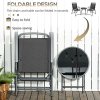 Outsunny Garden Bistro Set, 3 Pieces Table and Chairs Set, Outdoor Garden Furniture with Foldable Breathable Mesh Fabric Armchairs & Glass Top Coffee Table, Black