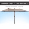 Outsunny 4.6m Large Garden Parasol Double-Sided Sun Umbrella Patio Market Canopy Shade Outdoor Tan - NO BASE