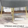 HOMCOM Armless Accent Chair, Upholstered Velvet Lounge Chair with Gold Tone Steel Legs for Bedroom, Living Room, Grey