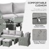Outsunny Rattan Garden Furniture 7 Seater Sofa & Coffee Table Footstool Set Outdoor Patio Wicker Weave Reclining Chair Space-saving - Light Grey