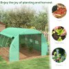 Outsunny 4 x 3 x 2 m Polytunnel Greenhouse with Roll-up Side Walls, Walk-in Grow House Tent with Steel Frame, Reinforced Cover, Zipped Door and 12 Mesh Windows for Garden, Green