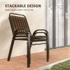 Outsunny 3 Pieces Patio Bistro Set, Garden Furniture Set with Stackable Chairs, Tempered Glass Table, Rust Resistant for Outdoor, Balcony, Patio, Garden, Dark Brown