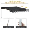 Outsunny 2.5 x 2m Electric Awning with LED Light and Remote Controller, Aluminium Frame Retractable Awning Half Cassette Sun Canopies for Garden Patio Deck Door Window