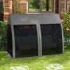 Outsunny 3 Seater Swing Chair 2 in 1 Garden Swing Seat Bed Convertible Outdoor Rocking Bench Bed with Water-Resistant Roof, Zipped Door and Mosquito Netting, Grey
