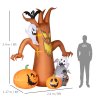Outsunny 7.9FT Tall Halloween Inflatable Ghost Tree with Pumpkins, White Ghosts and Tombstone, Blow-Up Outdoor Halloween Decoration for Lawn, Garden, Party