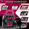 HOMCOM Kids Truck Engine Toy Set Toddler Educational Car Service Station w/ RC Car Key Steering Wheel Horn Light, Mechanic Gifts for Ages 3-5 Years - Pink