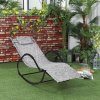 Outsunny Rocking Sun Lounger, Garden Rocking Chair Zero Gravity Lounge Chair, Outdoor Patio Recliner with Padded Pillow and Steel Frame, Grey