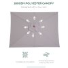 Outsunny 2m x 1.5m Garden Parasol Umbrella with Tilting Sunshade Canopy, Outdoor Market Table Umbrella with Wood and Bamboo Frame, Grey
