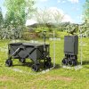 Outsunny 140L Festival Trolley on Wheels, Folding Camping Trolley Cart with Telescopic Handle, Big Wheels for Outdoor Garden Beach Fishing, Dark Grey