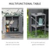 Outsunny Small Shed, Wooden Garden Shed with Flexible Table, Hooks and Ground Nails, Lockable Tool Shed with Asphalt Roof, 140 x 75 x 157cm, Grey