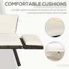 Outsunny Rattan Garden Sofa Bed with Adjustable Armrests, 2-in-1 Convertible Couch Garden Daybed Lounger, Outdoor Folding Chaise Lounge Loveseat with Cushions for Porch, Patio, Brown
