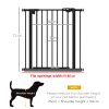 PawHut Dog Gate Stair Gate Pressure Fit Pets Barrier Auto Close for Doorway Hallway, 74-80cm Wide Adjustable, Black
