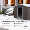Outsunny 9 x 6ft Metal Garden Shed, Outdoor Storage Tool House with Ventilation Slots, Foundation Kit and Lockable Double Doors, Grey