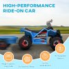 HOMCOM Electric Quad Bike, 6V Kids Ride On All-Terrain with Back Trailer for Ages 18-36 Months - Blue