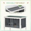 PawHut Wooden Hamster Cages for Hamsters, Gerbils, Rutin Chickens, Small Animal Habitats with Shelf, 82 x 45 x 81cm - Dark Grey