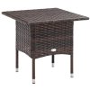 Outsunny Rattan Side Table, Outdoor Coffee Table with Plastic Board Under the Full Woven Table Top for Patio, Garden, Balcony, Mixed Brown