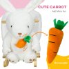 HOMCOM Kids Rocking Horse, Plush Rabbit-Shaped Baby Rocking Animal w/ Carrot Toy, Safety Harness, Realistic Sounds, Foot Pedals, for Toddlers Aged 18-36 Months - White