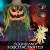HOMCOM 106cm Pumpkin Outdoor Halloween Decoration, Halloween Animatronic with Sound Activated, Light Up Eyes, Music, Animated Prop for Haunted House