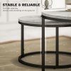 HOMCOM Nest of Tables, Round Coffee Table Set of 2,  Coffee Tables with Steel Frame for Living Room, Marble Grey