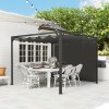 Outsunny 3 x 3(m) Garden Pergola with Retractable Roof Canopy, Aluminium Pergola Kit Gazebo with Roller Shade, UPF30+ Sun Shade Shelter for Porch, Dark Grey
