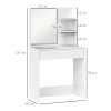 HOMCOM Dressing Table with Mirror, Modern Vanity Desk with Drawer and 3 Open Shelves, Makeup Desk for Bedroom, White