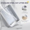 PawHut Stainless Steel Cat Litter Box, Extra Large Metal Cat Litter Tray with Lid, Scoop, Filter Bags, Grey