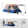 Outsunny 2-3 Man Camping Tent, Tunnel Tent with Weights, Bedroom and Living Room, 2000mm Waterproof, Portable with Bag, for Fishing Hiking Festival, Orange