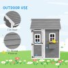 Outsunny Wooden Playhouse for Kids Outdoor Wendy House Indoor with Doors, windows, Plant Box, Floors, for 3-8 Years, for Garden, Lawn, Patio - Grey