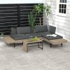 Outsunny 3 Pieces Garden Furniture Set, L Shaped 4 Seater Corner Sofa Set with Table and Cushions, HDPE, Outdoor Patio Sofa Set for Patio, Grey