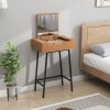 HOMCOM Dressing Table with Flip-Up Mirror, 16 Small Compartments, Industrial Vanity Desk, Makeup Desk with Steel Legs for Bedroom, Natural Wood Effect
