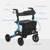 HOMCOM Folding Rollator Walker with Seat, Backrest, Lightweight Walking Frame with Storage Bag, Dual Brakes, Adjustable Handle Height, Suspension System, 4 Wheeled Walker for Seniors