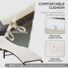 Outsunny Folding Rattan Sun Lounger, Wicker Garden Lounger with Cushion and Pillow, Outdoor Sunbed with Steel Frame for Patio, Beach, Terrace, Cream White