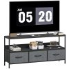 HOMCOM TV Stand Cabinet up to 55-inch, TV Unit with 3 Foldable Linen Drawers, Open Shelf for Living Room, Bedroom, Entertainment Room, Black
