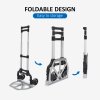 HOMCOM Aluminium Folding Hand Truck Trolley, Heavy Duty Foldable Sack Cart with Adjustable Telescoping Handle, 70KG Load Capacity