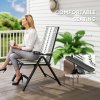 Outsunny Rattan Folding Chair Outdoor Set of 2, 5-Position Adjustable Wicker Garden Dining Chair with High Backrest, Wide Armrest, for Patio, Terrace, Balcony, Grey