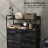 HOMCOM Bedroom Chest of Drawers, Fabric Dresser with 7 Drawers, Storage Organiser Unit with Open Shelves and Metal Frame for Living Room, Entryway