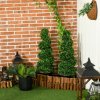 HOMCOM Set of 2 Decorative Artificial Plants Topiary Spiral Boxwood Trees in Pot, Fake Plants for Home Indoor Outdoor Decor, 90cm