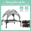 PawHut Cooling Raised Dog Bed, Elevated Pet Bed with Breathable Mesh, UV Protection Canopy, Foot Pads, for Indoor Outdoor, Small, Medium Dogs, 76 x 61 x 69.5cm - Light Grey
