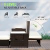 Outsunny Rattan Garden Daybed, Assembled Double Sun Lounger with 5-Level Adjustable Back, Storage Ottoman, Cushions, Pillows and Retractable Trays, Outdoor Loveseat Sofa Bed for Patio, Brown