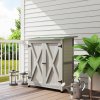 Outsunny Wooden Garden Storage Shed, Tool Cabinet Organiser with Shelves and Double Door, 110 x 55 x117cm, Light Grey