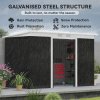 Outsunny 9ft x 4ft Metal Garden Shed, Outdoor Tool House with Foundation Kit, Ventilations and Double Doors, Dark Grey