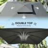 Outsunny 3 x 3 m Cantilever Parasol with Hydraulic Opening, Heavy Duty Aluminium Hanging Garden Parasol, Double Top Square Patio Umbrella with 360° Rotation, 8 Ribs, Cross Base, Grey