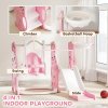 AIYAPLAY Toddler Slide and Swing Set 4 in 1 with Climber, Basketball Hoop, Kids Slide for Age 1.5-4, Children Activity Centre Playground for Indoor Outdoor Garden, Rabbit Themed, Pink