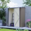 Outsunny 5ft x 3ft Lean to Garden Shed, Metal Outdoor Storage Shed with Single Lockable Door, Tool Storage Shed for Garden, Patio, Light Grey