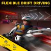 HOMCOM 24V Electric Go Kart for Kids, Ride On Racing Kart with Adjustable Seat, Battery Powered Drifting Ride On Car with Music, Light, Slow Start, Button Start, Horn, for 6-12 Years, White